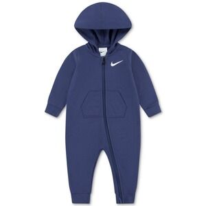 Nike Midnight Navy Essentials Hooded French Terry Full Zip Coverall Baby 9M NEW